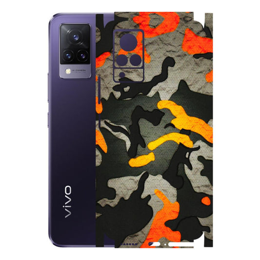 VIVO Z/V/X/T/U/S Series Phone Skins (All Models) - Orange Camouflage - 3D Embossed Finish (L-204) Vivo V21 5G