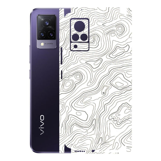 VIVO Z/V/X/T/U/S Series Phone Skins (All Models) - White Black Swirls - 3D Embossed Finish (L-219) Vivo V21 5G
