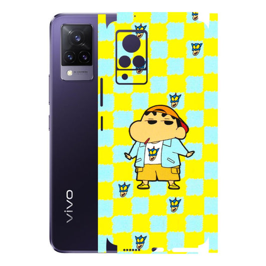 VIVO Z/V/X/T/U/S Series Phone Skins (All Models) - Yellow Blue Shinchan Cute - 3D Embossed Finish (L-221) Vivo V21 5G