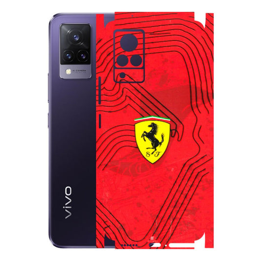 VIVO Z/V/X/T/U/S Series Phone Skins (All Models) - Red Ferrari Logo Stylish - 3D Embossed Finish (L-238) Vivo V21 5G