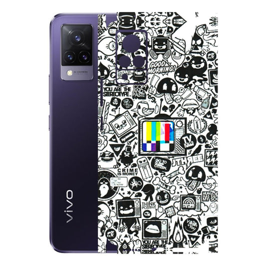 VIVO Z/V/X/T/U/S Series Phone Skins (All Models) - Doodles Positive Art - 3D Embossed Finish (L-263) Vivo V21 5G