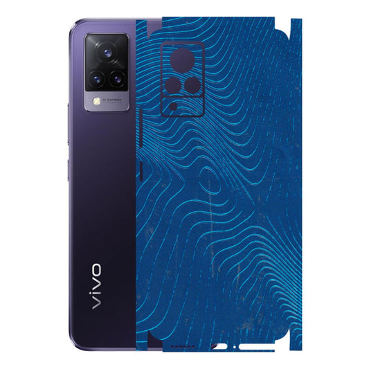 VIVO Z/V/X/T/U/S Series Phone Skins (All Models) - Abstract Blue Line Map - 3D Embossed Finish (L-272) Vivo V21 5G