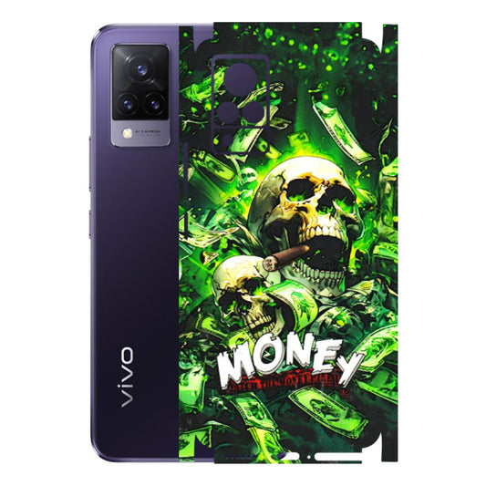 VIVO Z/V/X/T/U/S Series Phone Skins (All Models) - Skull Money - 3D Embossed Finish (L-303) Vivo V21 5G
