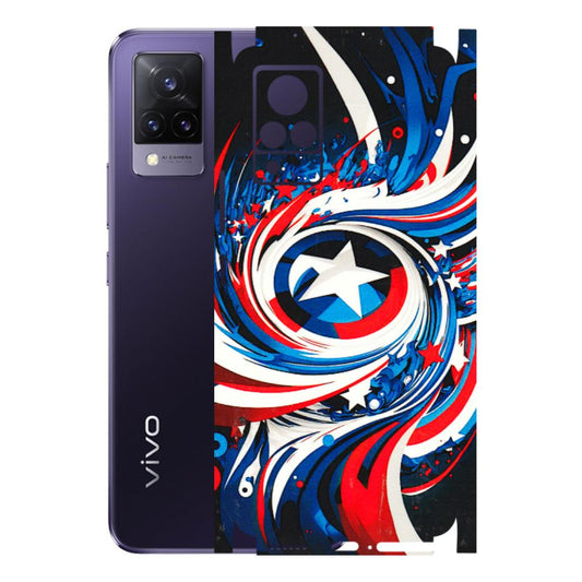 VIVO Z/V/X/T/U/S Series Phone Skins (All Models) - Captain America Logo - 3D Embossed Finish (L-307) Vivo V21 5G