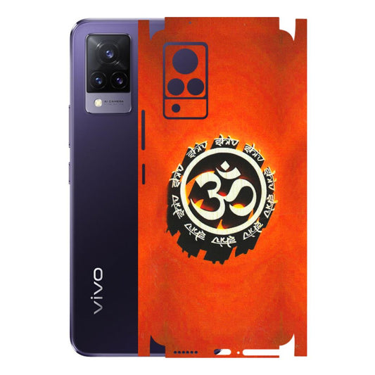 VIVO Z/V/X/T/U/S Series Phone Skins (All Models) - Aum Shiv Orange - 3D Embossed Finish (L-32) Vivo V21 5G