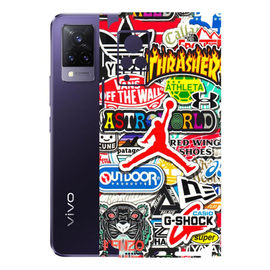 VIVO Z/V/X/T/U/S Series Phone Skins (All Models) - Multi Brands Sticker Graffiti - 3D Embossed Finish (L-37) Vivo V21 5G