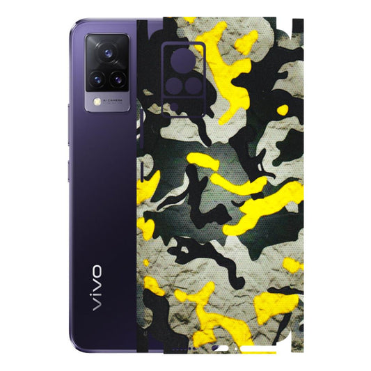 VIVO Z/V/X/T/U/S Series Phone Skins (All Models) - Yellow Camouflage - 3D Embossed Finish (L-61) Vivo V21 5G