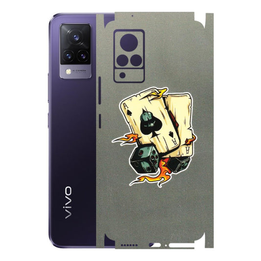 VIVO Z/V/X/T/U/S Series Phone Skins (All Models) - Grey Cards Of Ace - 3D Embossed Finish (L-77) Vivo V21 5G