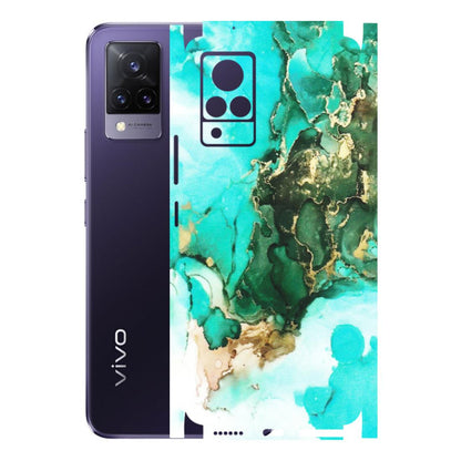 VIVO Z/V/X/T/U/S Series Phone Skins (All Models) - The Blue Gold Marble - Matte Finish (M-124) Vivo V21 5G