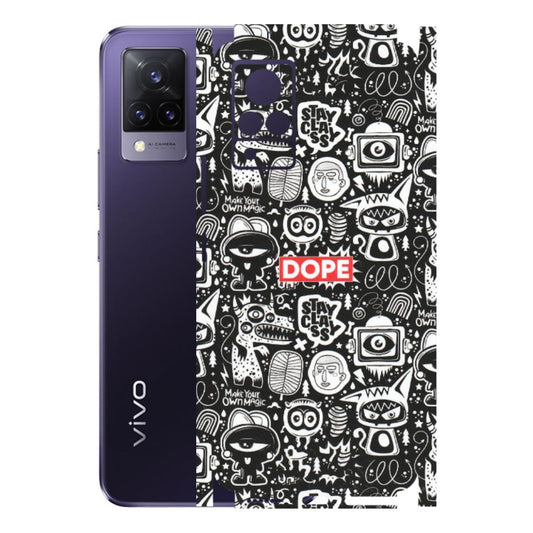 VIVO Z/V/X/T/U/S Series Phone Skins (All Models) - Dope Stay Classy Black Doodles - Matte Finish (M-126) Vivo V21 5G