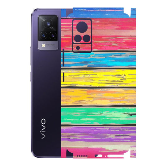 VIVO Z/V/X/T/U/S Series Phone Skins (All Models) - Multi Colour Wooden Wall - Matte Finish (M-96) Vivo V21 5G