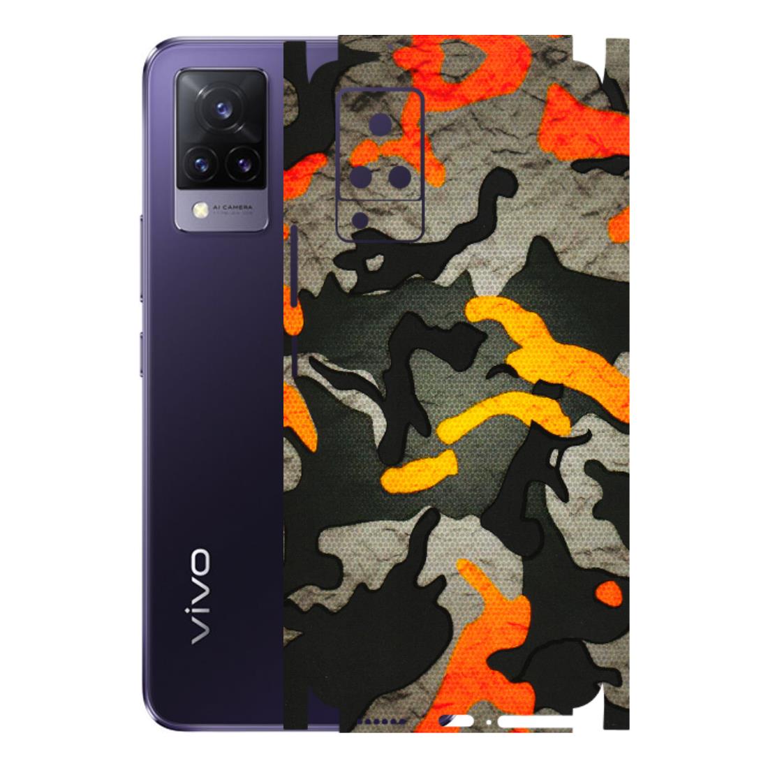 VIVO Z/V/X/T/U/S Series Phone Skins (All Models) - Orange Camouflage - 3D Embossed Finish (L-204) Vivo V21