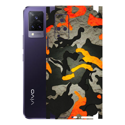 VIVO Z/V/X/T/U/S Series Phone Skins (All Models) - Orange Camouflage - 3D Embossed Finish (L-204) Vivo V21