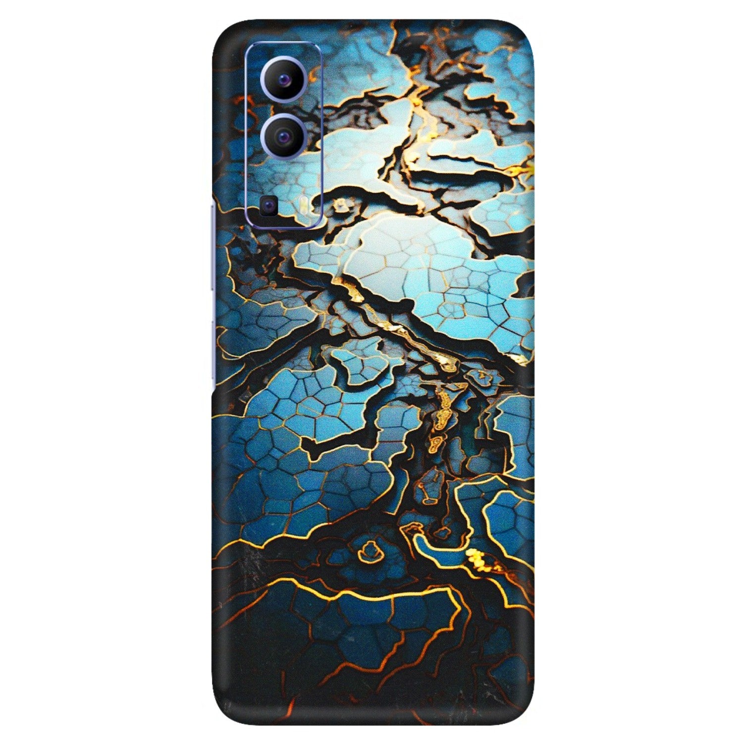 VIVO Z/V/X/T/U/S Series Phone Skins (All Models) - Blue Gold Abstract - 3D Embossed Finish (L-11) Vivo V21e (5G)