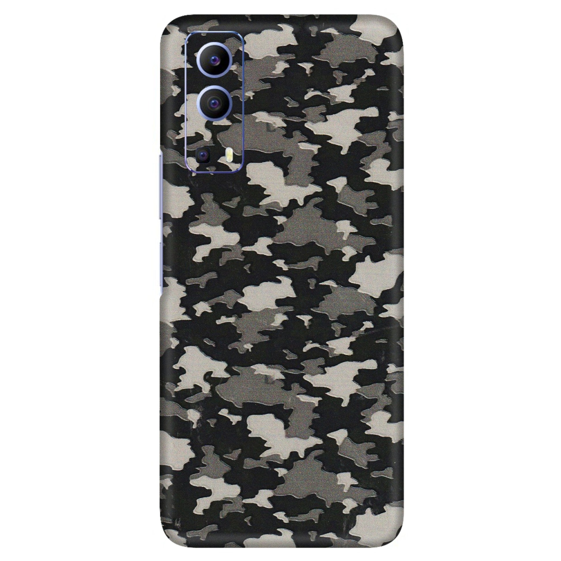 VIVO Z/V/X/T/U/S Series Phone Skins (All Models) - Black/Grey Camoflaunge - 3D Embossed Finish (L-142) Vivo V21e (5G)