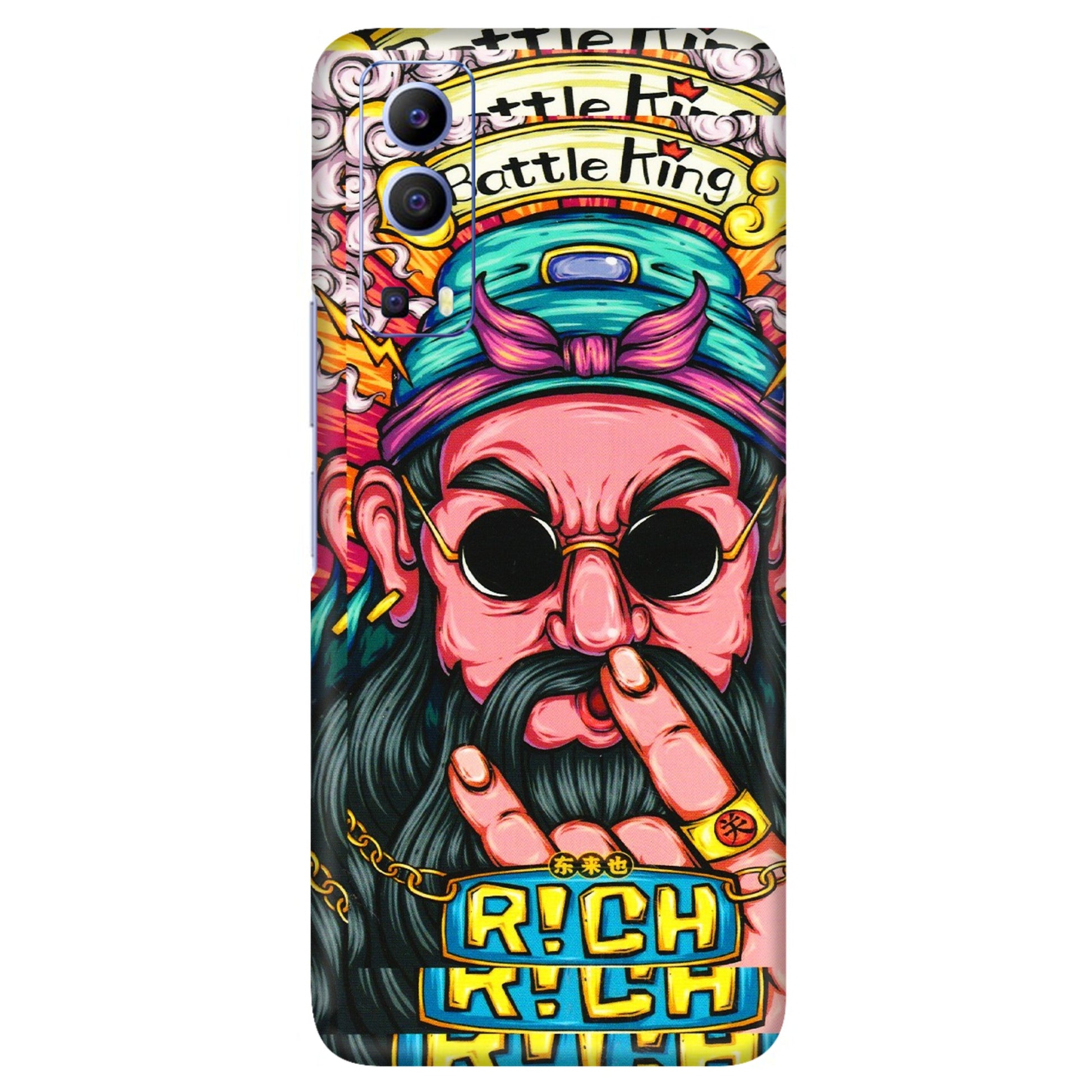 VIVO Z/V/X/T/U/S Series Phone Skins (All Models) - Battle King Dude Face - 3D Embossed Finish (L-178) Vivo V21e (5G)