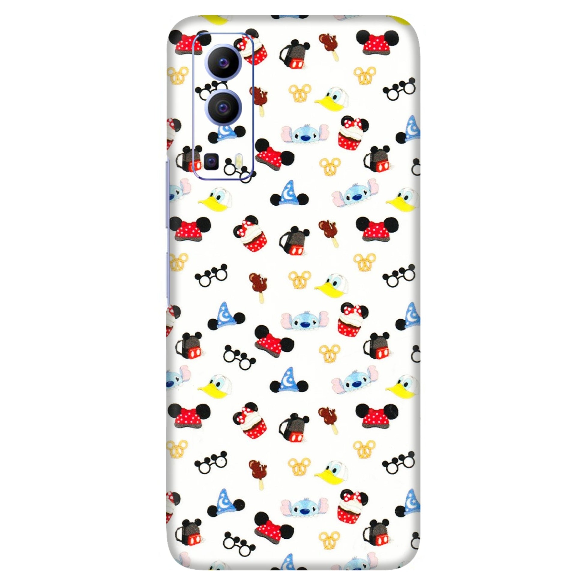 VIVO Z/V/X/T/U/S Series Phone Skins (All Models) - Minnie Mouse & Donald Doodles s - 3D Embossed Finish (L-194) Vivo V21e (5G)