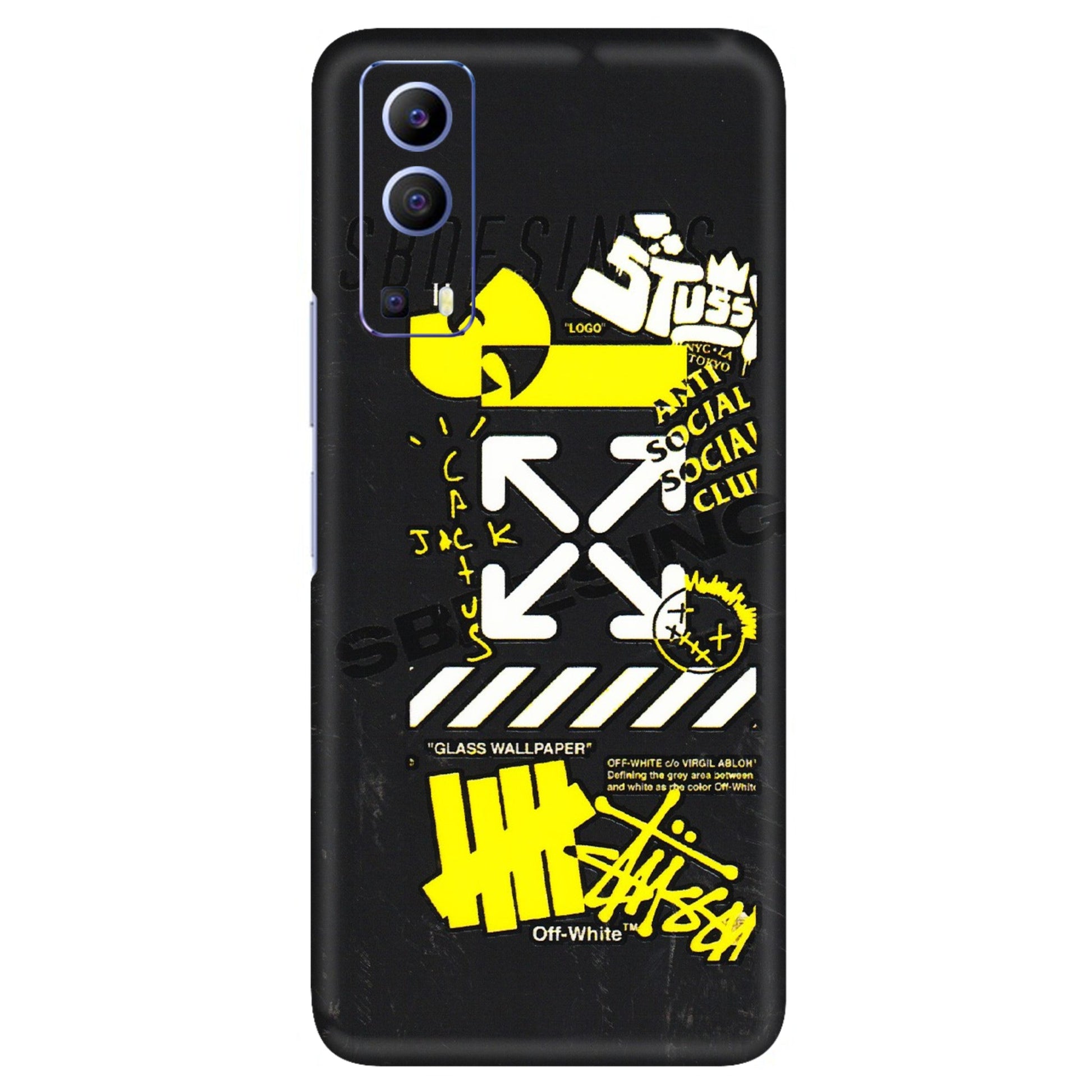 VIVO Z/V/X/T/U/S Series Phone Skins (All Models) - Anti Social Graffiti - 3D Embossed Finish (L-198) Vivo V21e (5G)