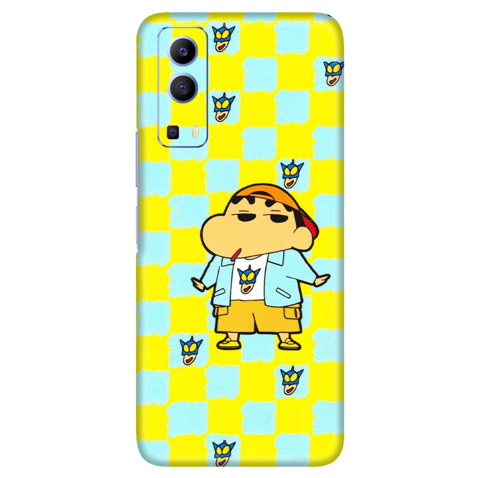 VIVO Z/V/X/T/U/S Series Phone Skins (All Models) - Yellow Blue Shinchan Cute - 3D Embossed Finish (L-221) Vivo V21e (5G)
