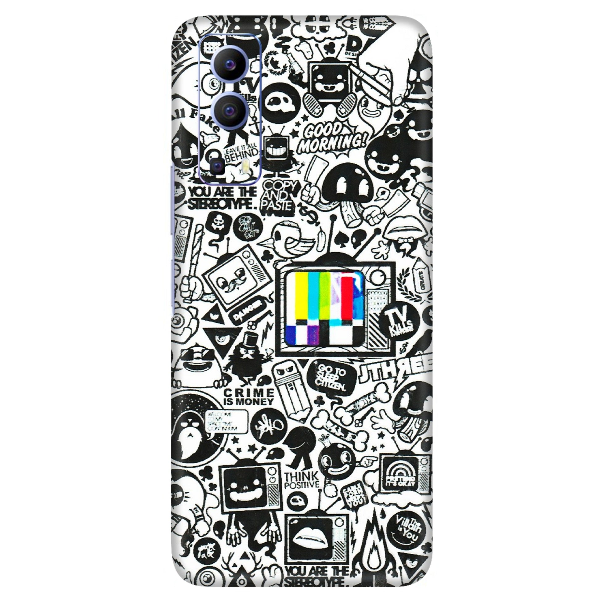 VIVO Z/V/X/T/U/S Series Phone Skins (All Models) - Doodles Positive Art - 3D Embossed Finish (L-263) Vivo V21e (5G)