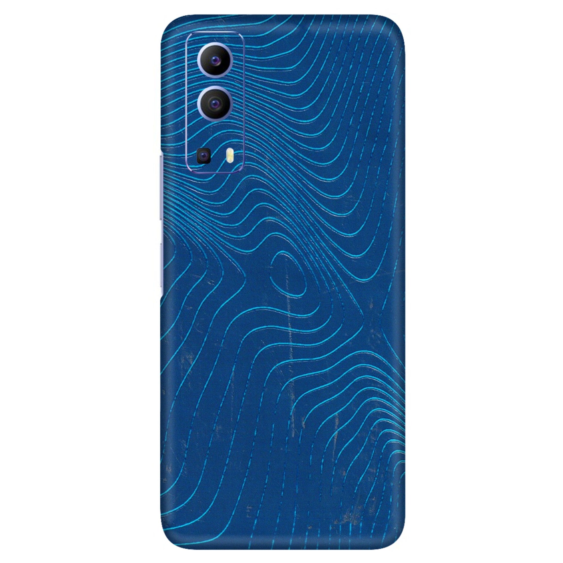 VIVO Z/V/X/T/U/S Series Phone Skins (All Models) - Abstract Blue Line Map - 3D Embossed Finish (L-272) Vivo V21e (5G)