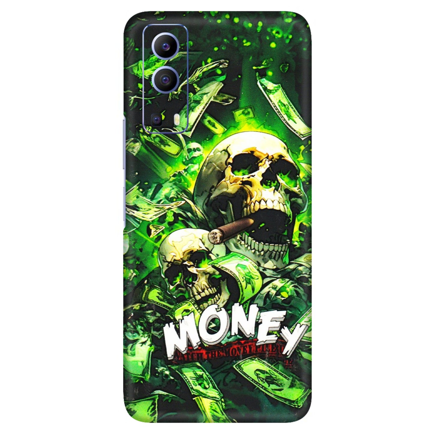 VIVO Z/V/X/T/U/S Series Phone Skins (All Models) - Skull Money - 3D Embossed Finish (L-303) Vivo V21e (5G)