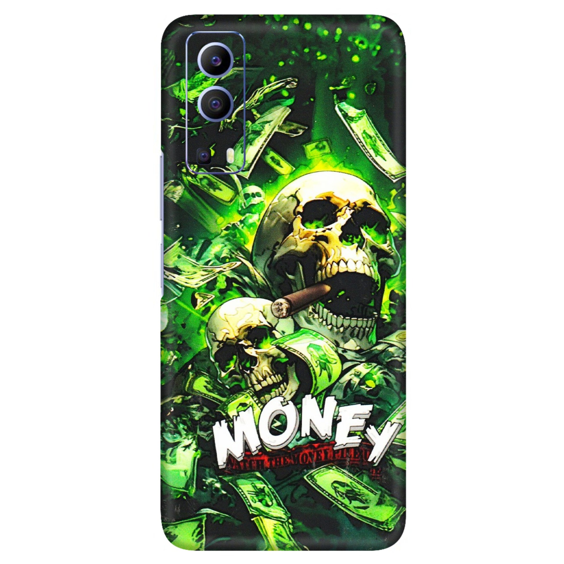 VIVO Z/V/X/T/U/S Series Phone Skins (All Models) - Skull Money - 3D Embossed Finish (L-303) Vivo V21e (5G)