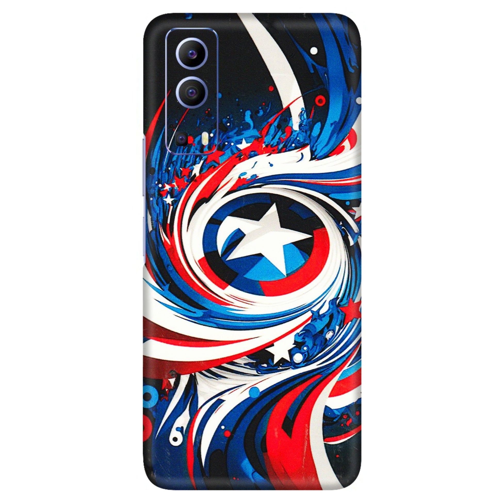 VIVO Z/V/X/T/U/S Series Phone Skins (All Models) - Captain America Logo - 3D Embossed Finish (L-307) Vivo V21e (5G)
