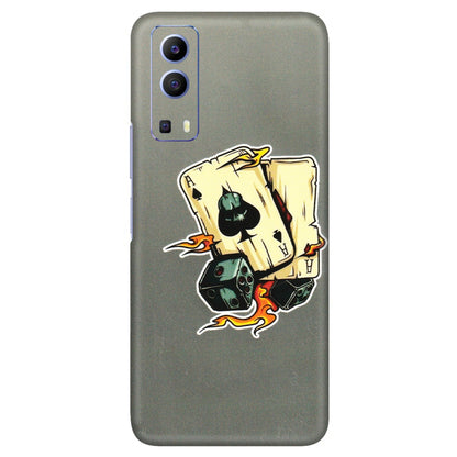 VIVO Z/V/X/T/U/S Series Phone Skins (All Models) - Grey Cards Of Ace - 3D Embossed Finish (L-77) Vivo V21e (5G)