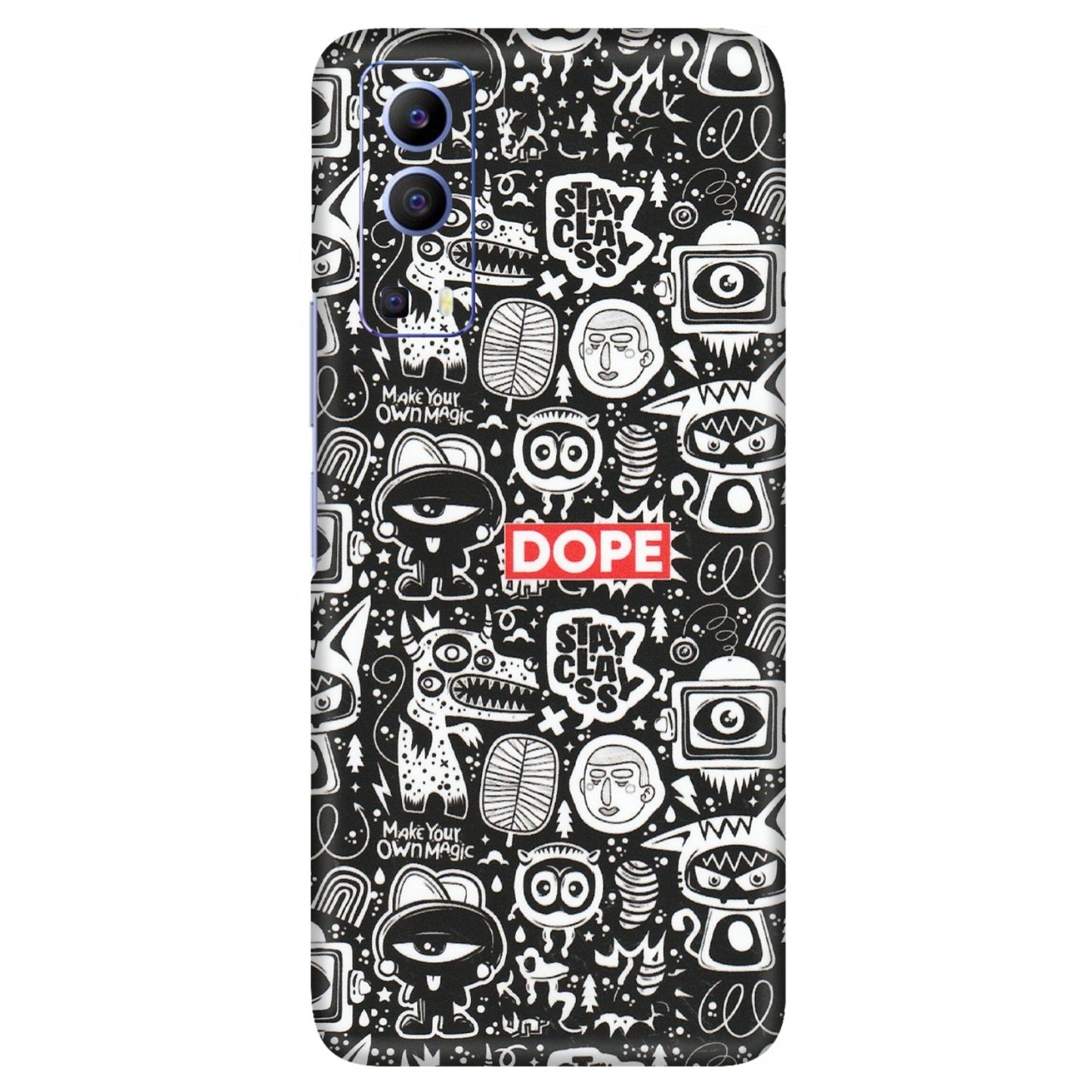 VIVO Z/V/X/T/U/S Series Phone Skins (All Models) - Dope Stay Classy Black Doodles - Matte Finish (M-126) Vivo V21e (5G)