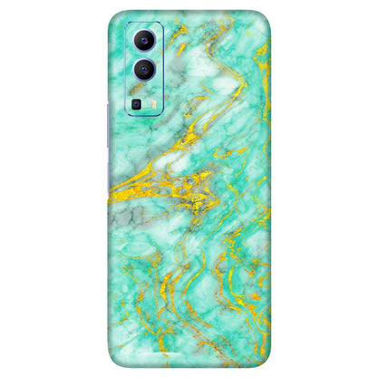 VIVO Z/V/X/T/U/S Series Phone Skins (All Models) - Green And Gold Marble Feel - Matte Finish (M-16) Vivo V21e (5G)