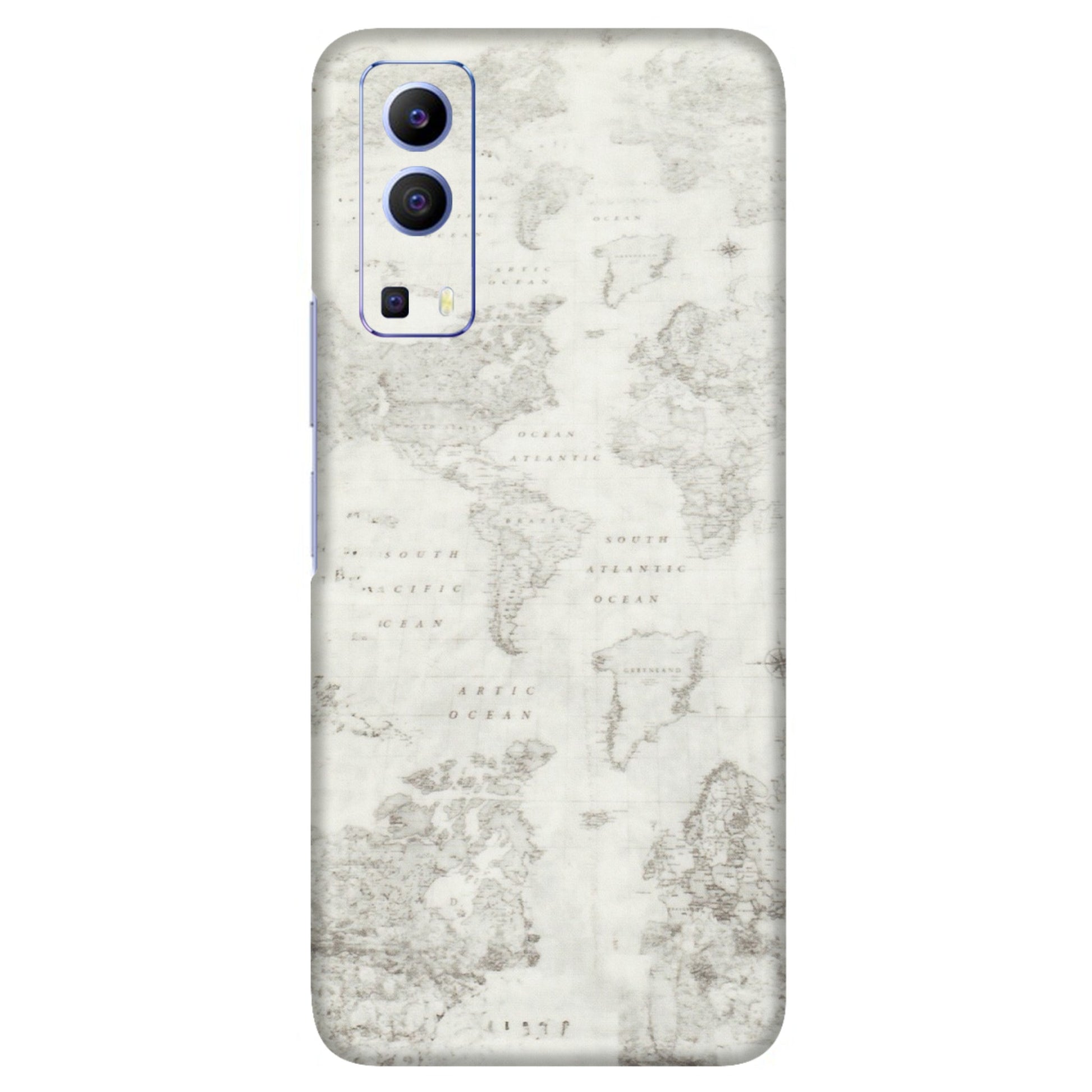 VIVO Z/V/X/T/U/S Series Phone Skins (All Models) - World Travel Map - Transparent Finish (T-04) Vivo V21e (5G)
