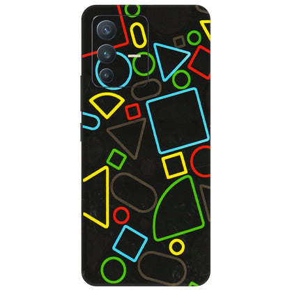 VIVO Z/V/X/T/U/S Series Phone Skins (All Models) - Black Shapes - 3D Embossed Finish (L-131) Vivo V23 (5G)