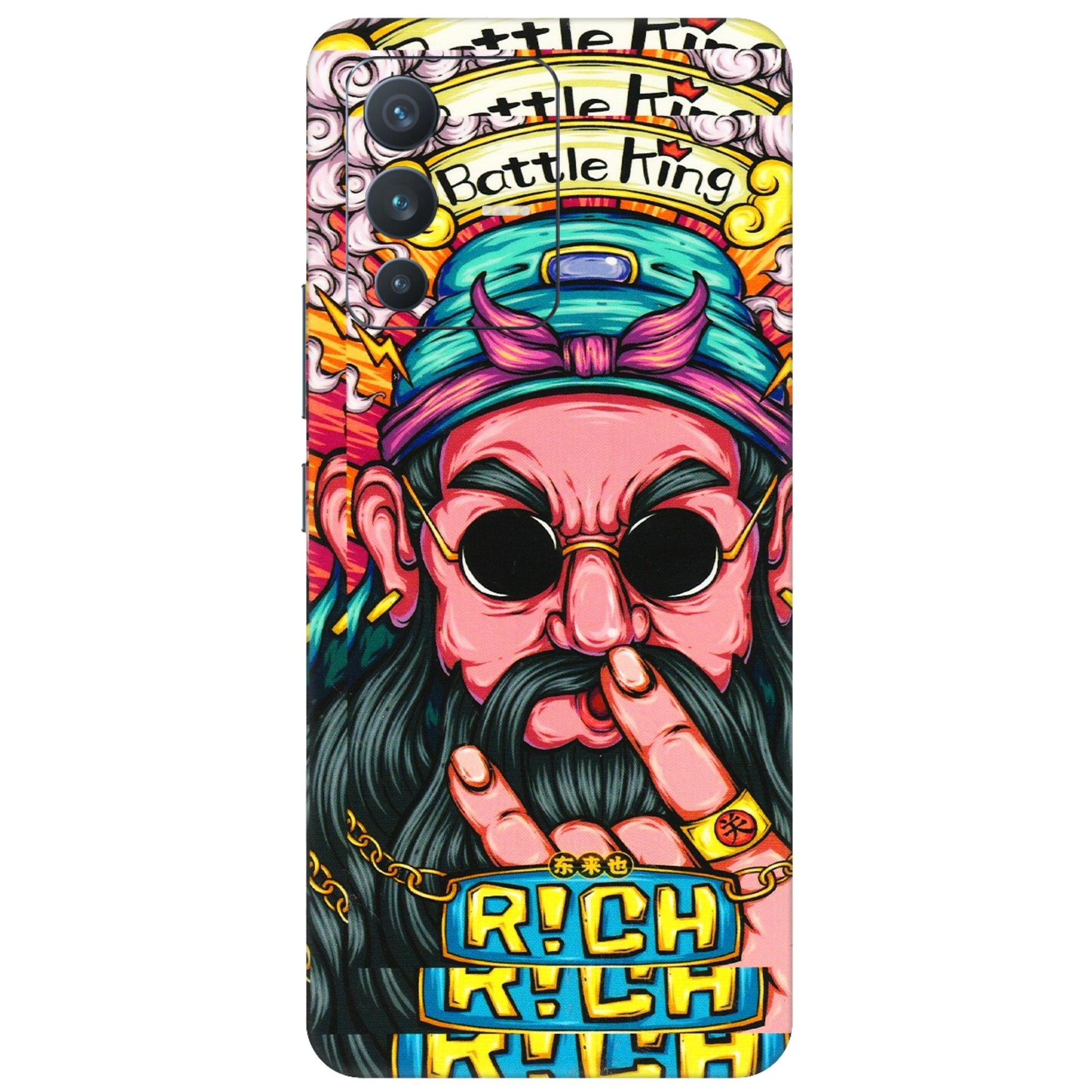 VIVO Z/V/X/T/U/S Series Phone Skins (All Models) - Battle King Dude Face - 3D Embossed Finish (L-178) Vivo V23 (5G)