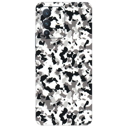 VIVO Z/V/X/T/U/S Series Phone Skins (All Models) - White Black Camouflage - 3D Embossed Finish (L-18) Vivo V23 (5G)
