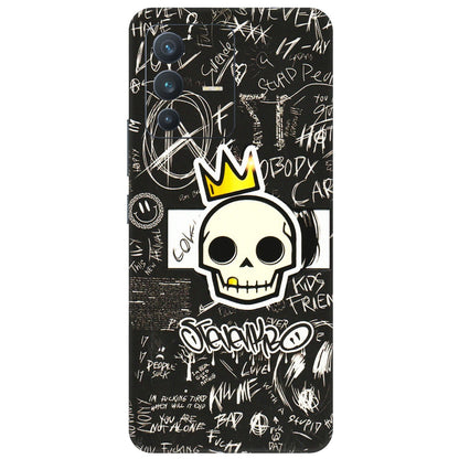 VIVO Z/V/X/T/U/S Series Phone Skins (All Models) - Funny Skull Black Chalk Grafitti - 3D Embossed Finish (L-22) Vivo V23 (5G)