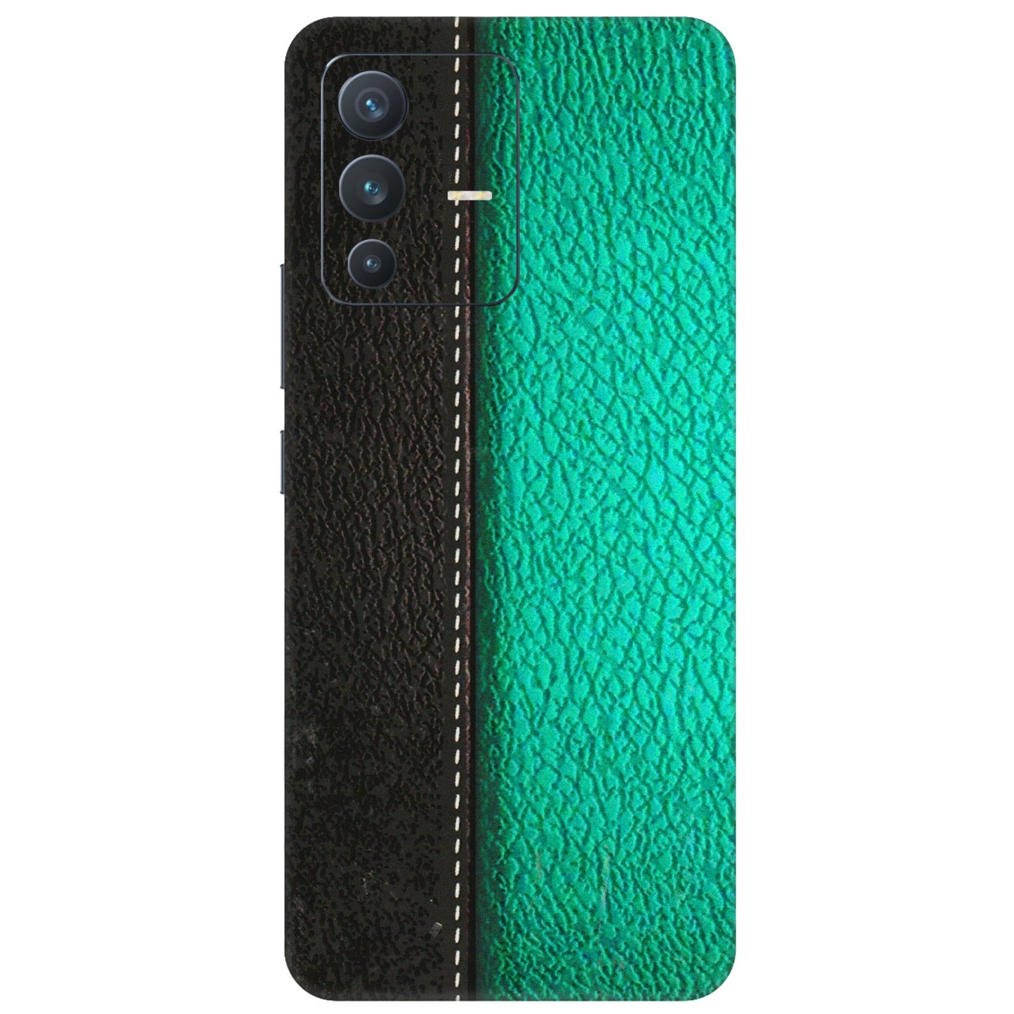 VIVO Z/V/X/T/U/S Series Phone Skins (All Models) - Black Green Dual Leather Stich - 3D Embossed Finish (L-233) Vivo V23 (5G)