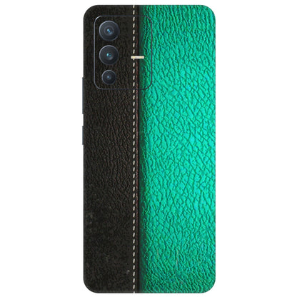 VIVO Z/V/X/T/U/S Series Phone Skins (All Models) - Black Green Dual Leather Stich - 3D Embossed Finish (L-233) Vivo V23 (5G)