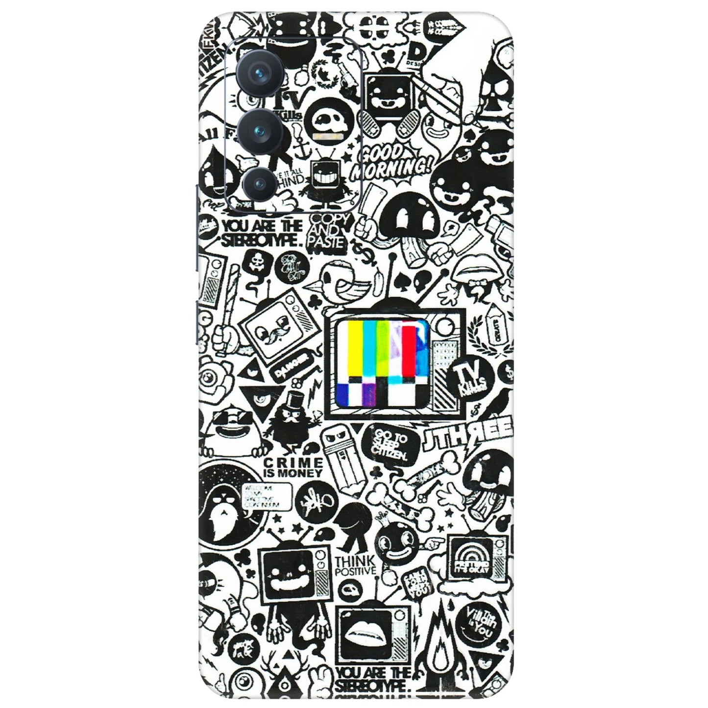 VIVO Z/V/X/T/U/S Series Phone Skins (All Models) - Doodles Positive Art - 3D Embossed Finish (L-263) Vivo V23 (5G)