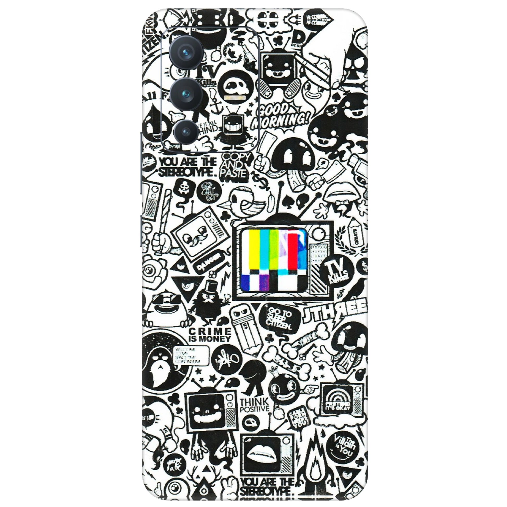 VIVO Z/V/X/T/U/S Series Phone Skins (All Models) - Doodles Positive Art - 3D Embossed Finish (L-263) Vivo V23 (5G)