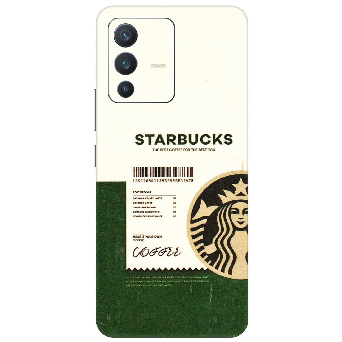 VIVO Z/V/X/T/U/S Series Phone Skins (All Models) - Starbucks Barcode - 3D Embossed Finish (L-308) Vivo V23 (5G)