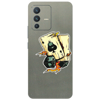 VIVO Z/V/X/T/U/S Series Phone Skins (All Models) - Grey Cards Of Ace - 3D Embossed Finish (L-77) Vivo V23 (5G)