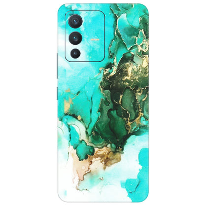 VIVO Z/V/X/T/U/S Series Phone Skins (All Models) - The Blue Gold Marble - Matte Finish (M-124) Vivo V23 (5G)