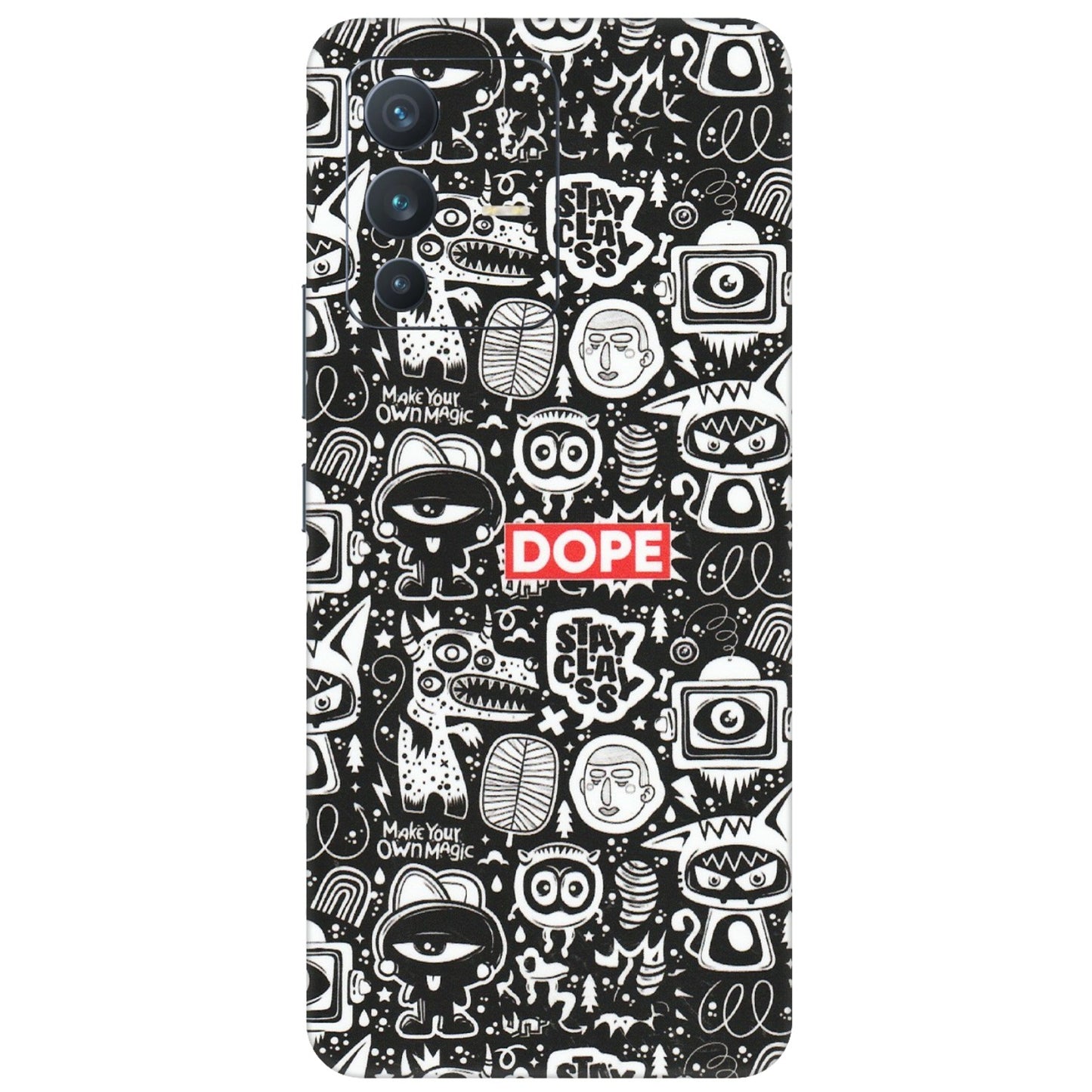 VIVO Z/V/X/T/U/S Series Phone Skins (All Models) - Dope Stay Classy Black Doodles - Matte Finish (M-126) Vivo V23 (5G)