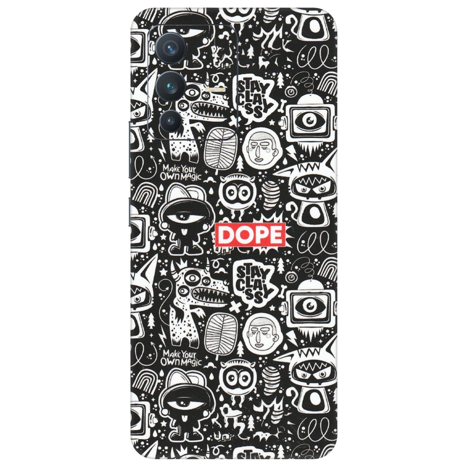 VIVO Z/V/X/T/U/S Series Phone Skins (All Models) - Dope Stay Classy Black Doodles - Matte Finish (M-126) Vivo V23 (5G)