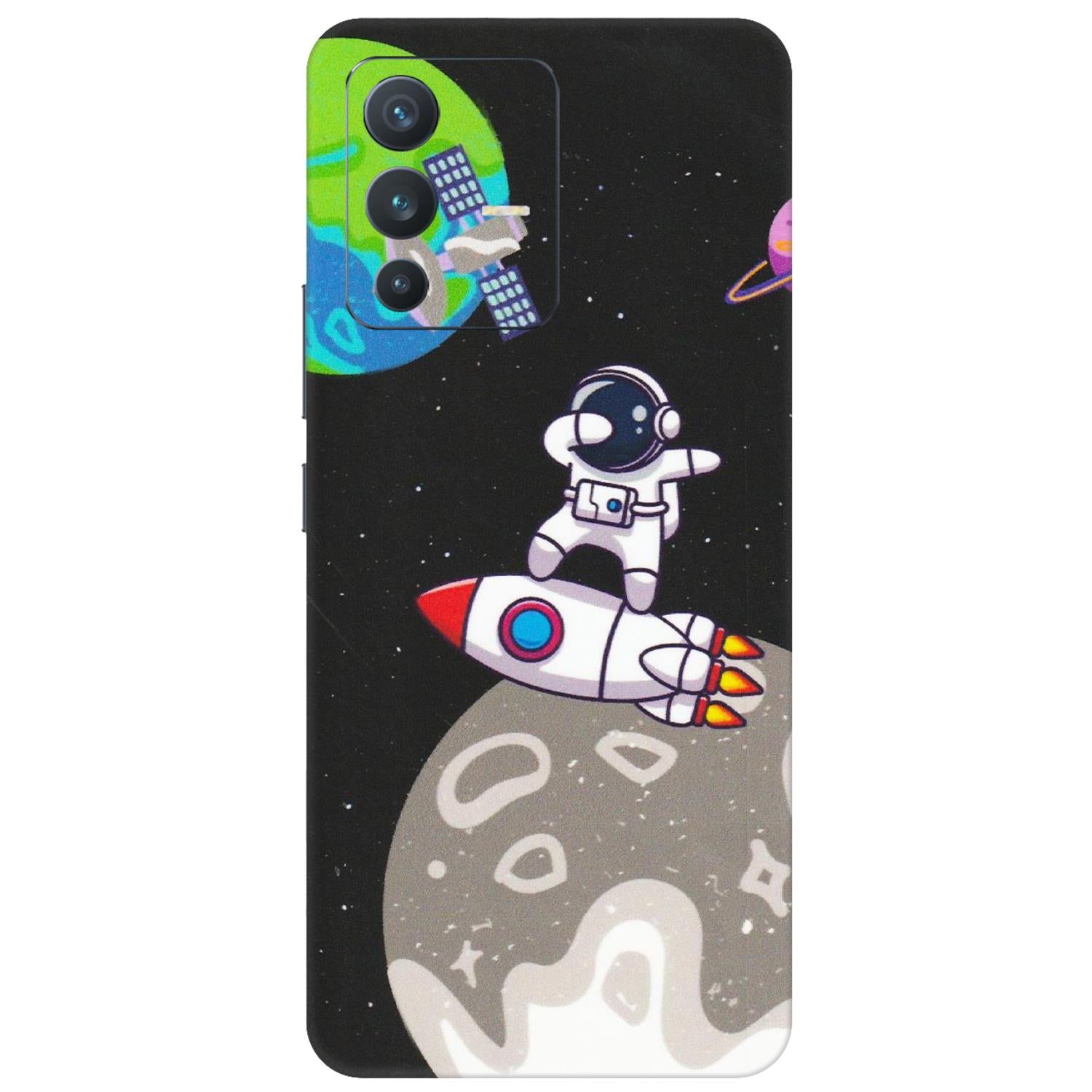 VIVO Z/V/X/T/U/S Series Phone Skins (All Models) - Astronaut Vibing Toon Running - Matte Finish (M-39) Vivo V23 (5G)
