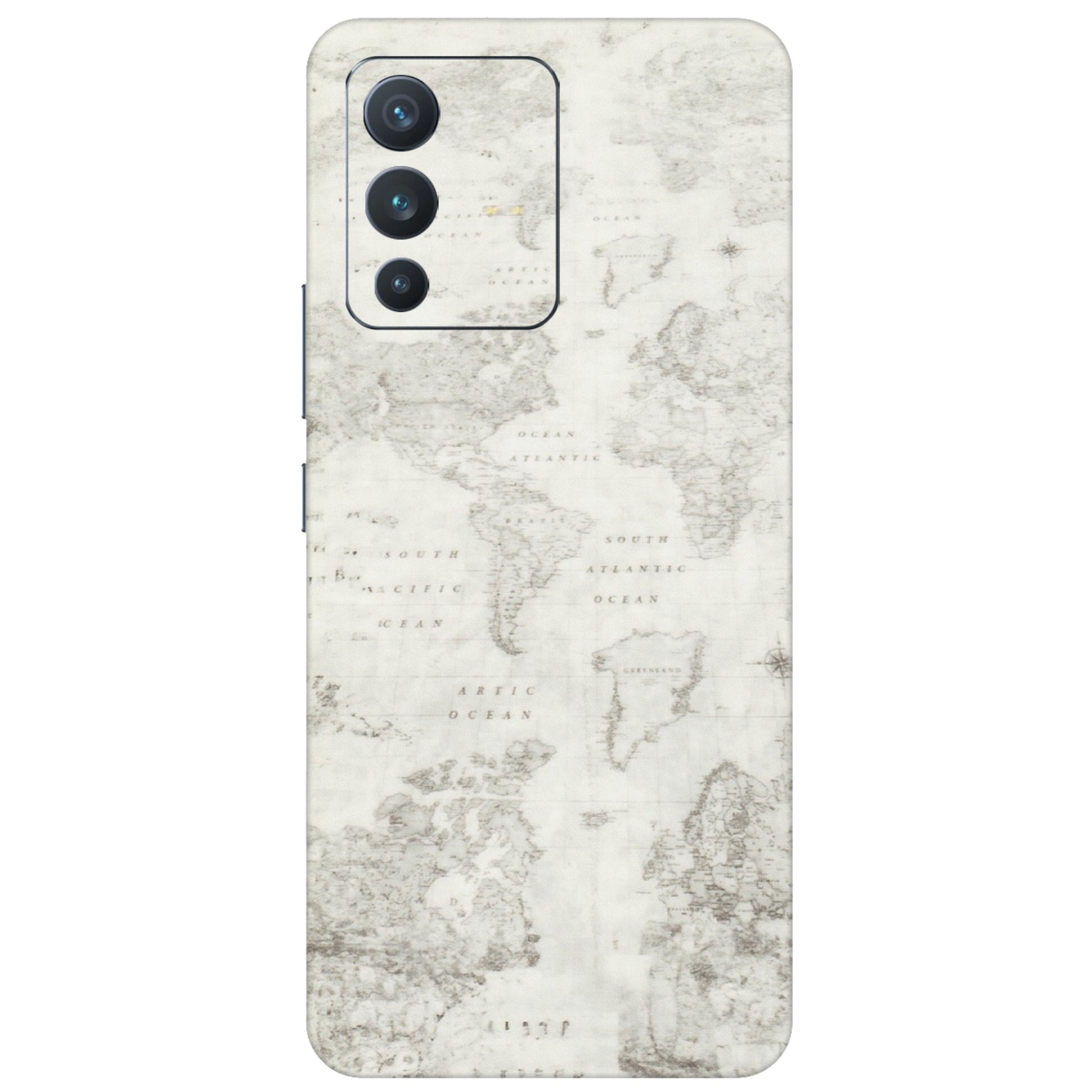 VIVO Z/V/X/T/U/S Series Phone Skins (All Models) - World Travel Map - Transparent Finish (T-04) Vivo V23 (5G)