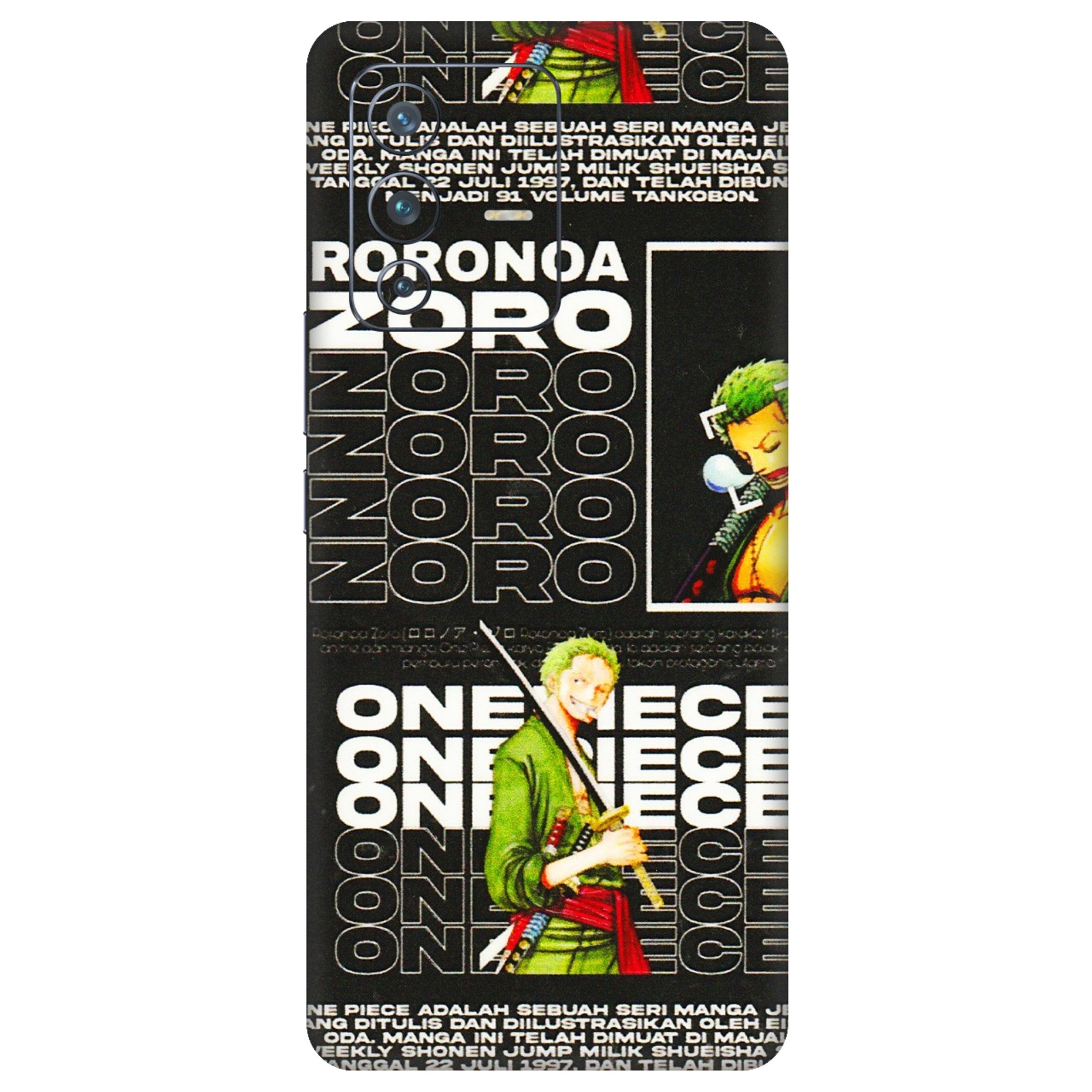 VIVO Z/V/X/T/U/S Series Phone Skins (All Models) - One Piece Zoro - 3D Embossed Finish (L-250) Vivo V23 Pro (5G)