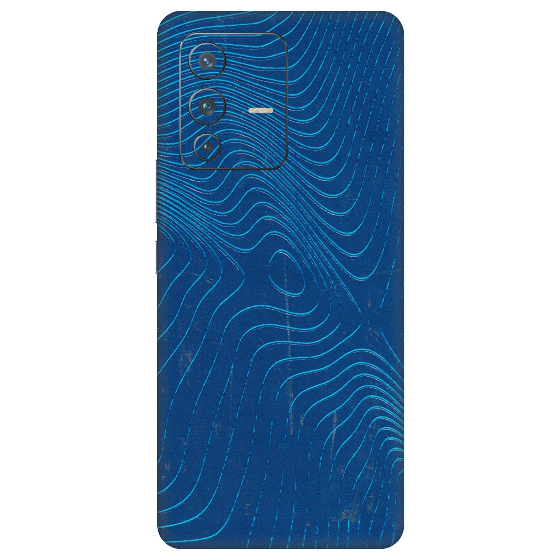 VIVO Z/V/X/T/U/S Series Phone Skins (All Models) - Abstract Blue Line Map - 3D Embossed Finish (L-272) Vivo V23 Pro (5G)