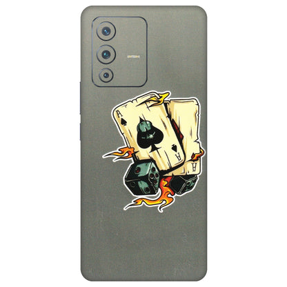 VIVO Z/V/X/T/U/S Series Phone Skins (All Models) - Grey Cards Of Ace - 3D Embossed Finish (L-77) Vivo V23 Pro (5G)